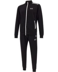 EA7 - Logo Printed Zipped Track Suit - Lyst