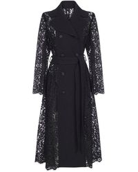 Dolce & Gabbana Belted Double Breasted Lace Coat - Blue