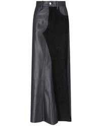 MM6 by Maison Martin Margiela - Panelled Leather Maxi Skirt - Lyst