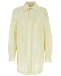 Bottega Veneta - Embroidered Cotton Blend Oversize Shirt - Lyst