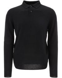 A.P.C. - Long-sleeved Knitted Polo Shirt - Lyst