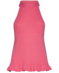 Semicouture - Halter Top With Ruffle Hem - Lyst