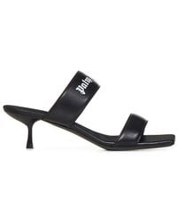 Palm Angels - Logo-embossed Square-toe Sandals - Lyst