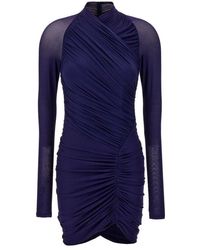 Ferragamo - Gathered Detailed Asymmetric Hem Mini Dress - Lyst