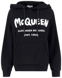 Alexander McQueen - Logo-print Drawstring Hoodie - Lyst