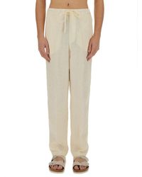 120% Lino - Relaxed Fit Drawstring Pants - Lyst