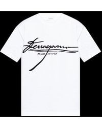 Ferragamo - Flocked Logo Crewneck T-Shirt - Lyst