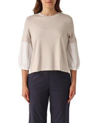 Gran Sasso - Puff Sleeved Crewneck Knitted Jumper - Lyst