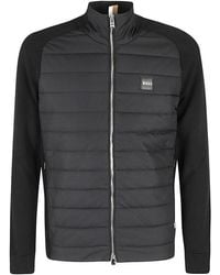 BOSS - Zip-up Panelled Knitted Jacket - Lyst