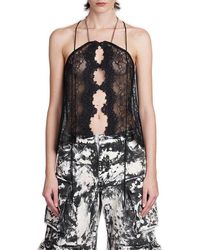 The Attico - Halterneck Cut-out Detailed Sheer Lace Top - Lyst