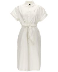 Polo Ralph Lauren - Polo Pony-embroidered Belted Shirt Dress - Lyst