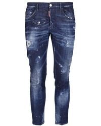 DSQUARED² Men Slim Fit Distressed Blue Jeans with Chain Link NEW NWT $750