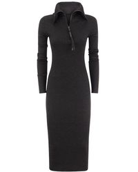 Brunello Cucinelli - Sparkling Ribbed Cashmere And Silk Knit Dress With Shiny Half Zip - Lyst