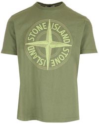 Stone Island - Logo Embroidered Crewneck T-shirt - Lyst