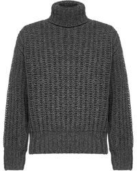 AMI Wool Hand-knitted Turtleneck - Grey