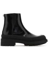 Alexander McQueen - Black Leather Stack Boots - Lyst
