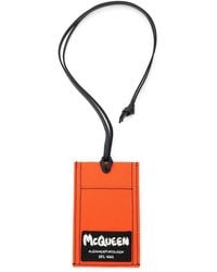 Alexander McQueen Graffiti Necklace Card Holder Os Leather - Orange