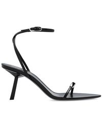 saint laurent luna ankle wrap embellished leather sandals