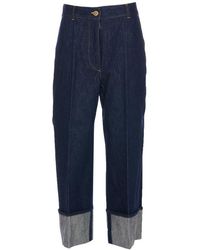 Patou - High Waist Straight-leg Cuffed Jeans - Lyst