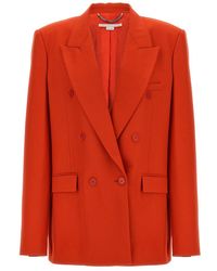 Stella McCartney - Double-Breasted Wool Flannel Blazer With Peak Lapels - Lyst