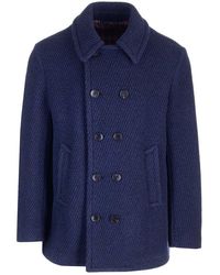 Etro - Short Double-Breasted Coat - Lyst
