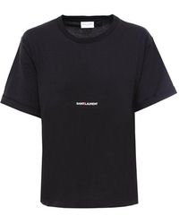 Saint Laurent Logo Printed Crewneck T-shirt - Black