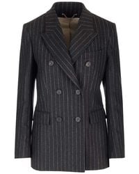 Golden Goose - Striped Double-breasted Jacket - Lyst