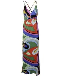 Moschino - Abstract-printed V-neck Sleeveless Dress - Lyst