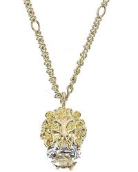 Gucci - Crystal Embellished Lion Pendant Necklace - Lyst