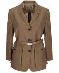 Prada - Button-up Belted Jacket - Lyst