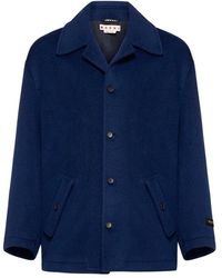 Marni - Logo Patch Single-breasted Short Coat - Lyst