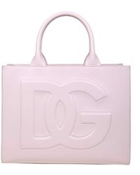 Dolce & Gabbana Logo Embossed Tote Bag - Pink
