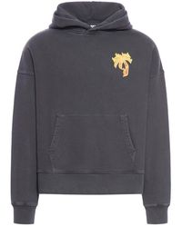 Palm Angels Burning Skeleton Print Hoodie in Yellow for Men | Lyst