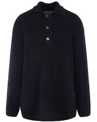 Our Legacy - Button Detailed Ribbed-knit Long-sleeved Jumper - Lyst