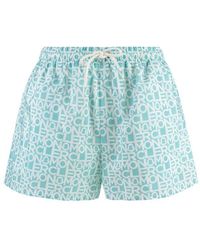 Moncler - Mint Green Logoed Shorts - Lyst