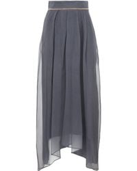 Brunello Cucinelli Silk Skirt - Grey