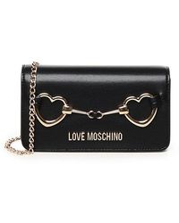 Love Moschino - Heart-Plaque Chain-Linked Crossbody Bag - Lyst