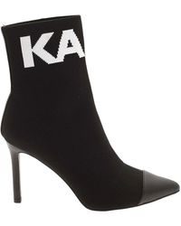 Karl Lagerfeld Pandora Logo Intarsia Ankle Boots - Black