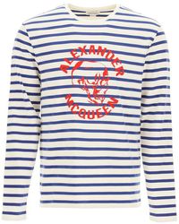 Alexander McQueen Baumwolle Gestreiftes Langarmshirt in Blau für Herren Herren Bekleidung T-Shirts Langarm T-Shirts 