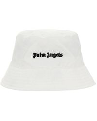 Palm Angels Logo-detailed Bucket Hatt - White