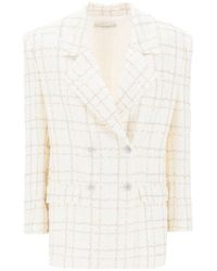 Alessandra Rich - Oversized Tweed Jacket With Plaid Pattern - Lyst