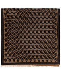 McQueen - Skull Jacquard Frayed-Edge Scarf - Lyst