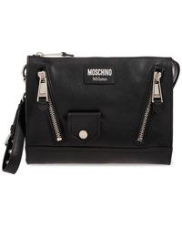 Moschino - Zip Detailed Clutch Bag - Lyst