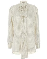 Ermanno Scervino - Polka Dot Shirt Flower Brooch Shirt And Blouse - Lyst