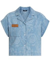 Versace - Denim Short-Sleeve Shirt - Lyst