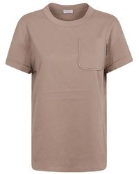 Brunello Cucinelli - Jewel Detailed Crewneck T-shirt - Lyst
