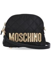 Moschino - Logo Embroidered Quilted Shoulder Bag - Lyst