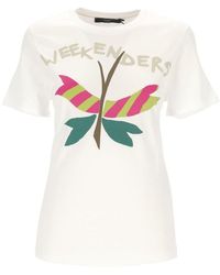 Weekend by Maxmara - Logo Printed Crewneck T-shirt - Lyst