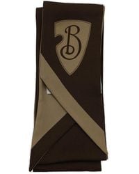 Burberry Skinny B Shield Silk Scarf in Natural | Lyst