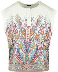 Etro - Graphic Printed Cap-sleeved T-shirt - Lyst